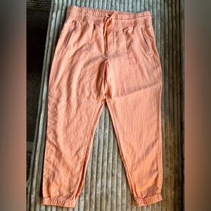 Athleta Apricot 100% Linen Jogger Pants Size 16
